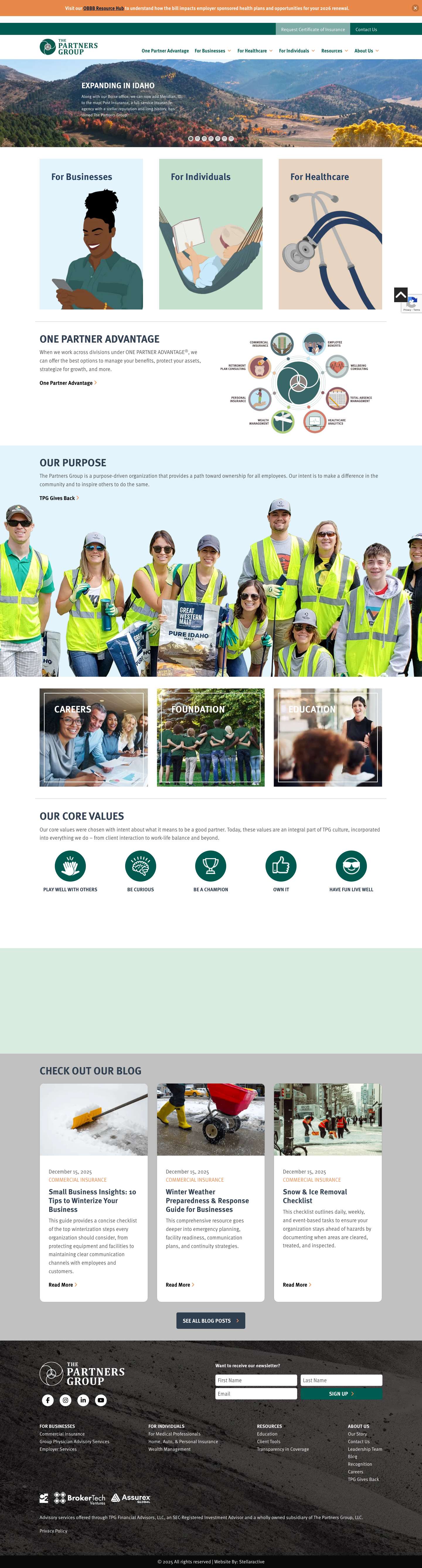 Employee Benefits - Insurance Brokerage Firm - Financial Services - The Partners Group - Full Screenshot