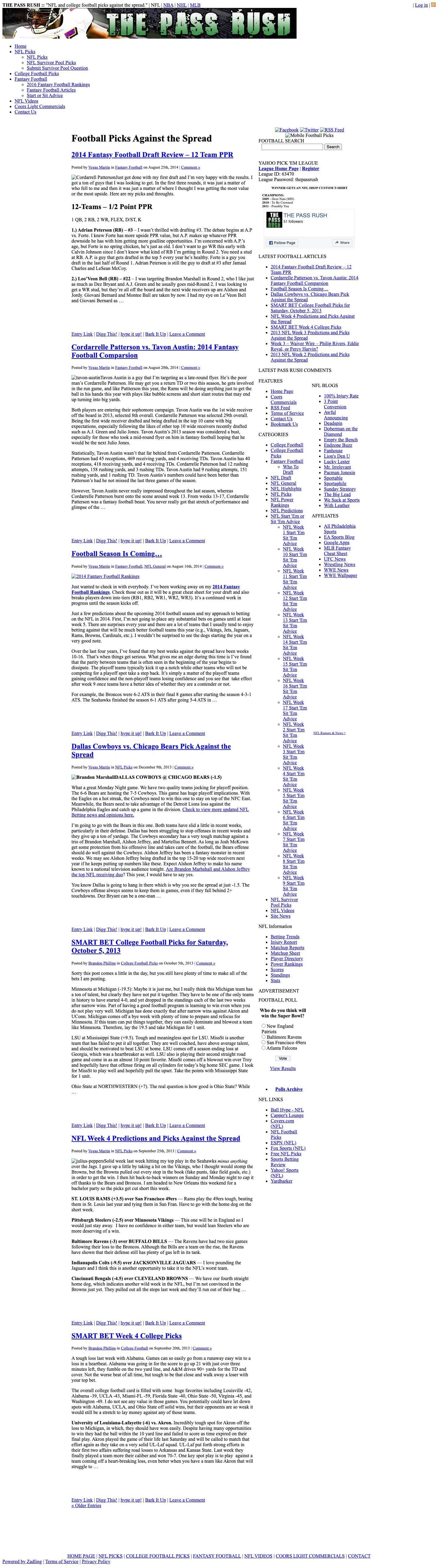 NFL Football Picks Against the Spread | THE PASS RUSH - Full Screenshot