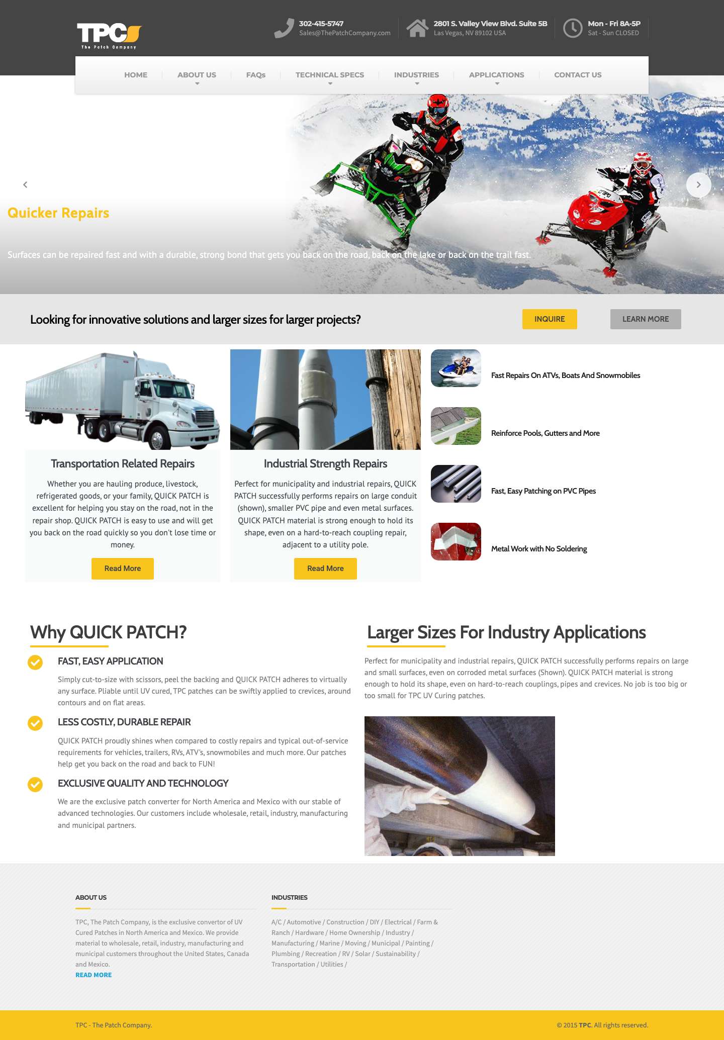 TPC - The Patch Company | SELF-ADHERING • BONDS TO VIRTUALLY ANY SURFACE • UV CURES HARD - Full Screenshot