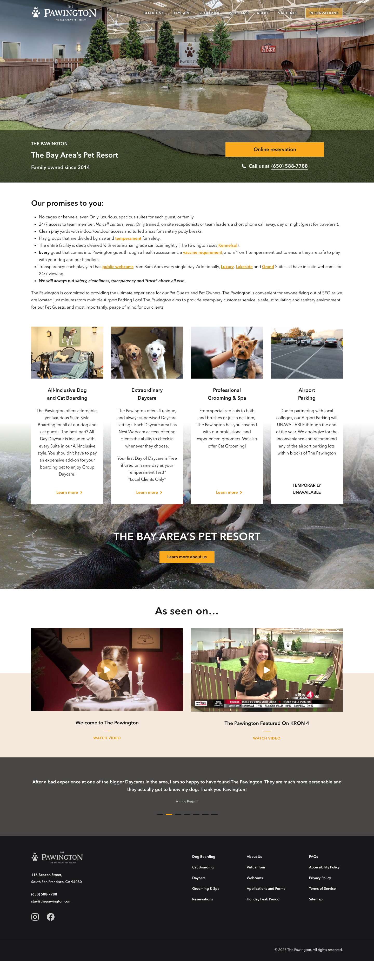 The Pawington - The Bay Area's Pet Resort - Full Screenshot