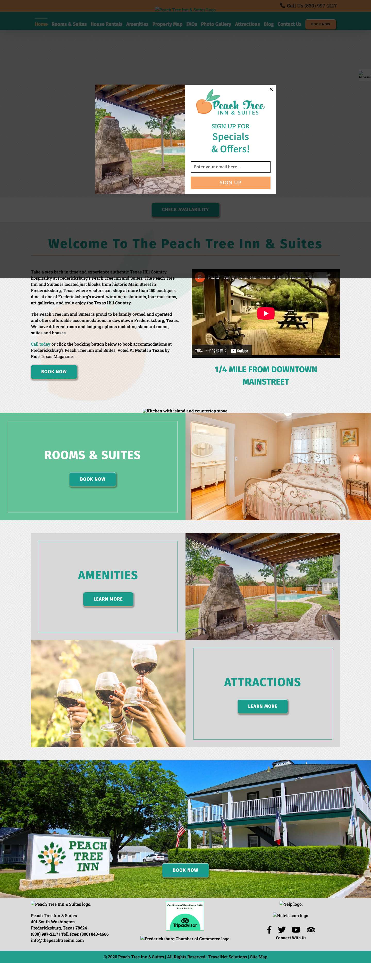 Peach Tree Inn & Suites | Motel in Fredericksburg, Texas - Hotel, Cabins, Cottages, Lodging and Accommodations - Full Screenshot