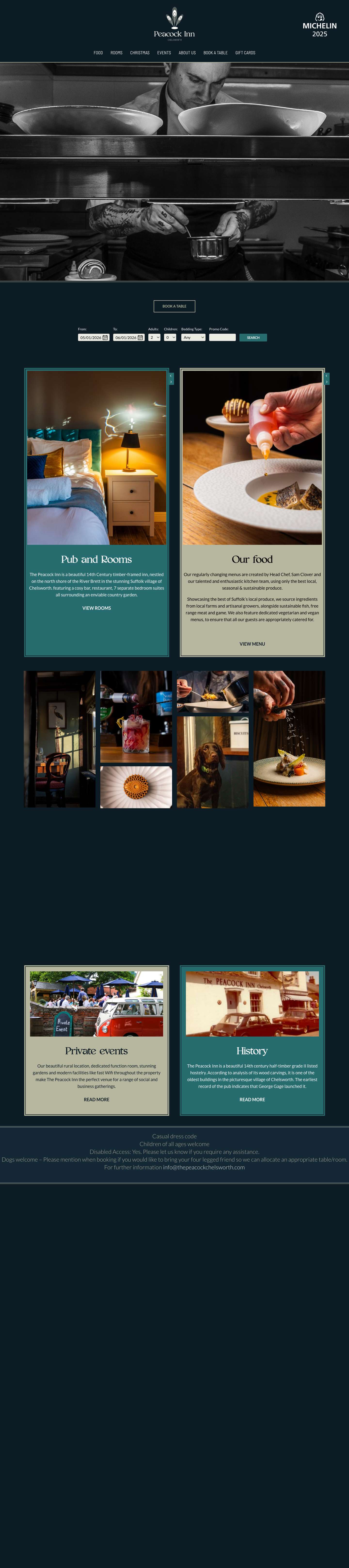 The Peacock Inn Chelsworth – The Peacock Inn at Chelsworth. Bar; Restaurant; Accomodation. Menus and Specials. - Full Screenshot