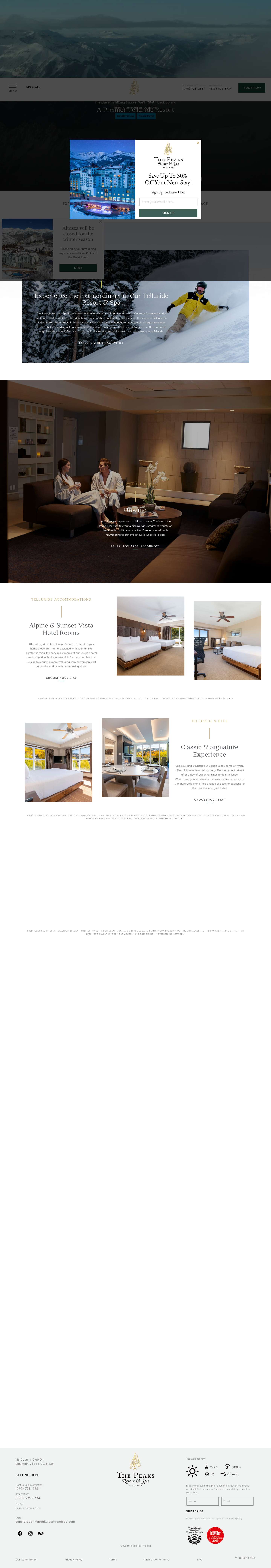 The Peaks Resort & Spa | Telluride Resort - Ski In Ski Out Telluride - Full Screenshot