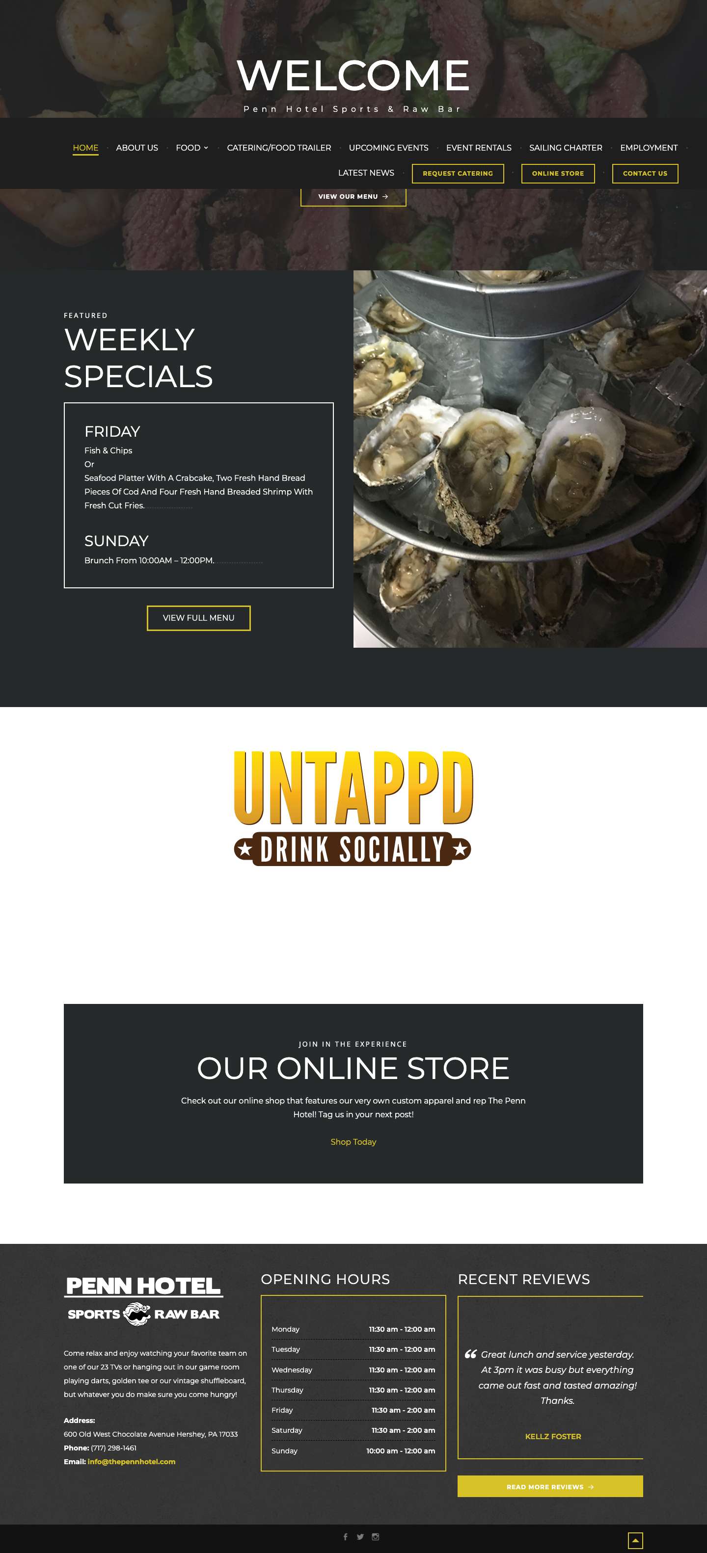 The Penn Hotel | Sports & Raw Bar - Full Screenshot