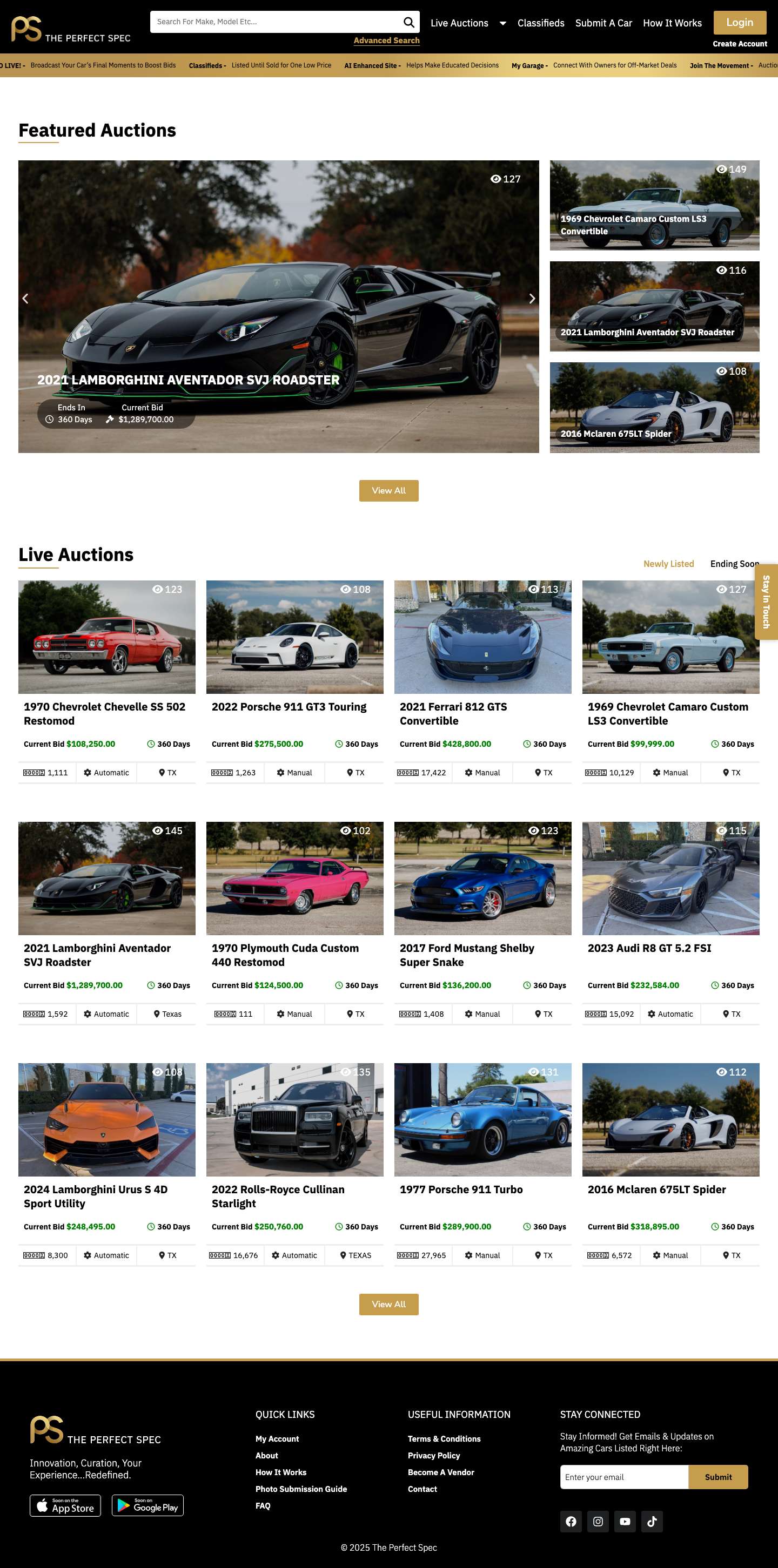 Home - The Newest Interactive Car Auction Site Online - Full Screenshot