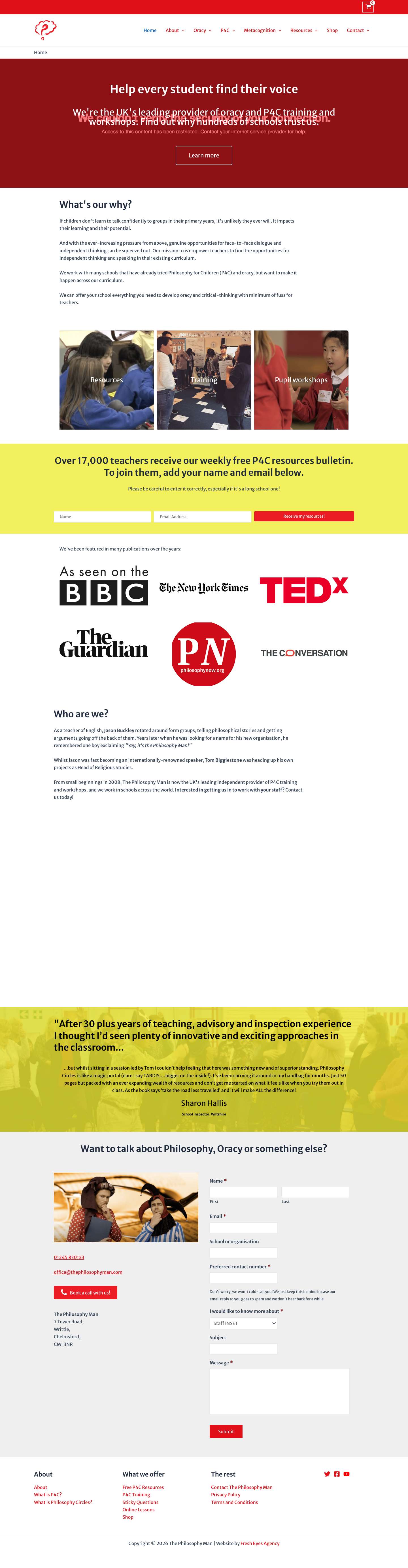 UK's Leading Provider of in-school P4C Training | The Philosophy Man - Full Screenshot