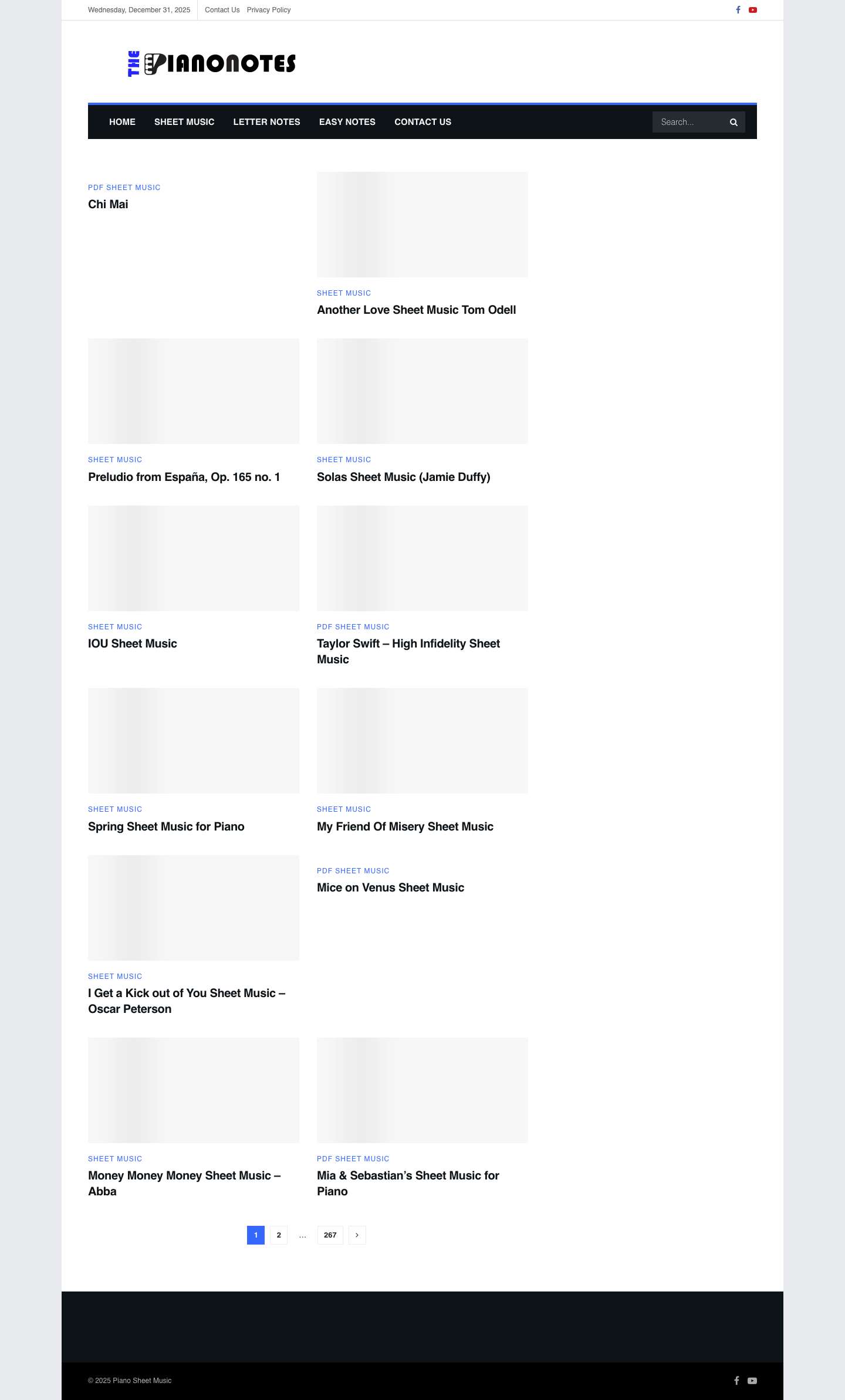 The Piano Notes | Free Sheet Music | Piano Letter Notes - Full Screenshot