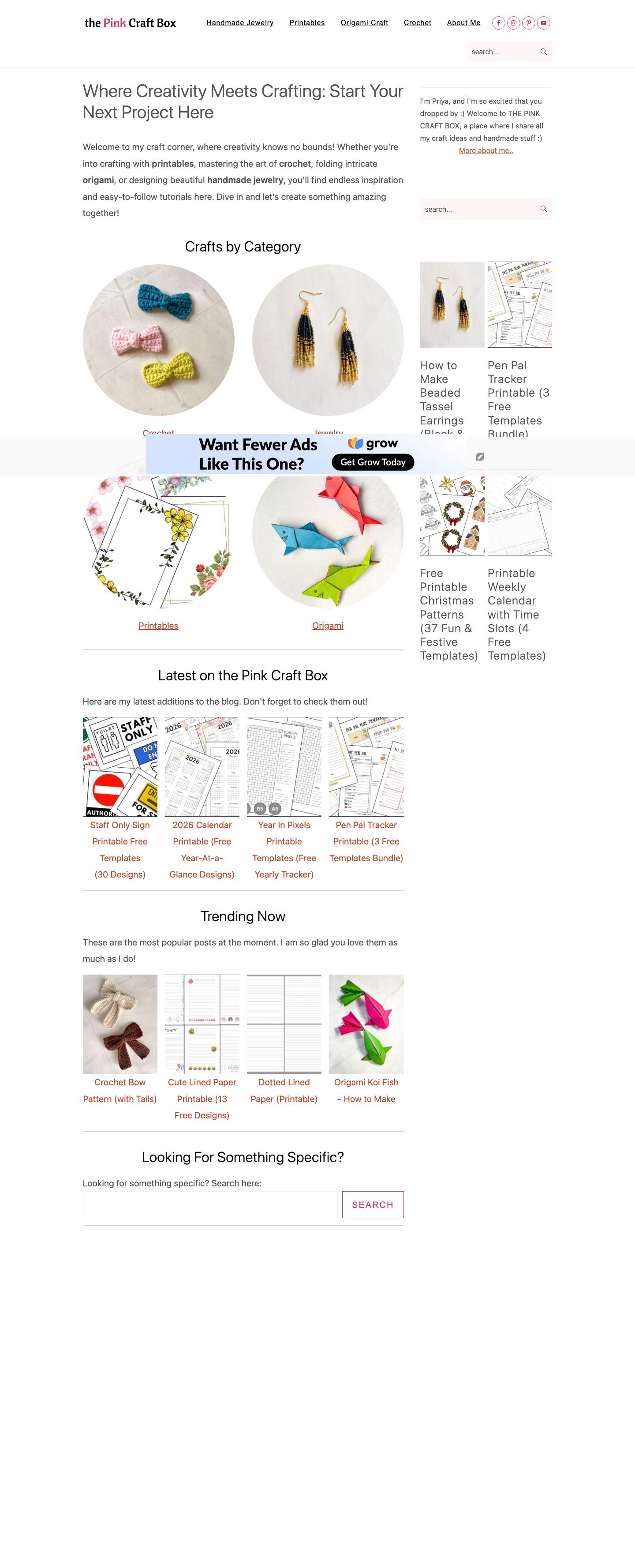 Where Creativity Meets Crafting: Start Your Next Project Here | The Pink Craft BoxFacebookInstagramPinterestYouTube - Full Screenshot