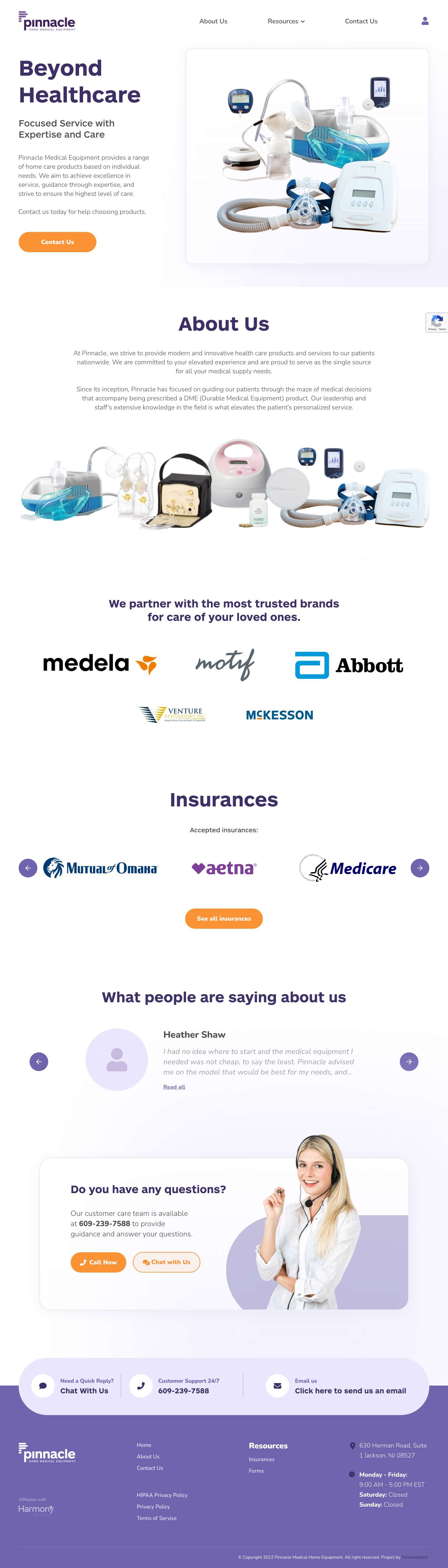 Homepage - Pinnacle Medical Equipment - Full Screenshot
