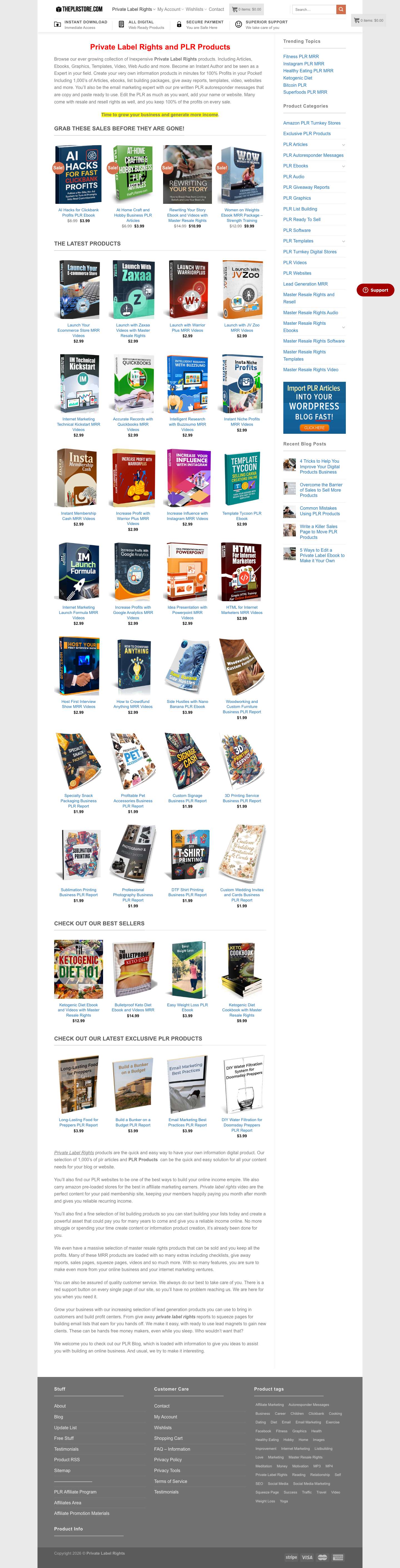 Private Label Rights | Articles, Ebooks, Emails and PLR Products - Full Screenshot