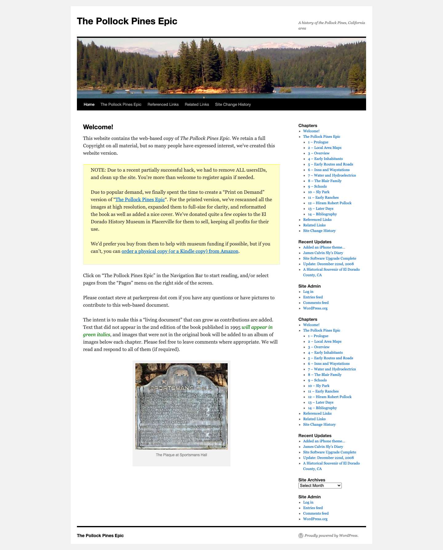 Welcome! | The Pollock Pines EpicThe Pollock Pines Epic | A history of the Pollock Pines, California area - Full Screenshot