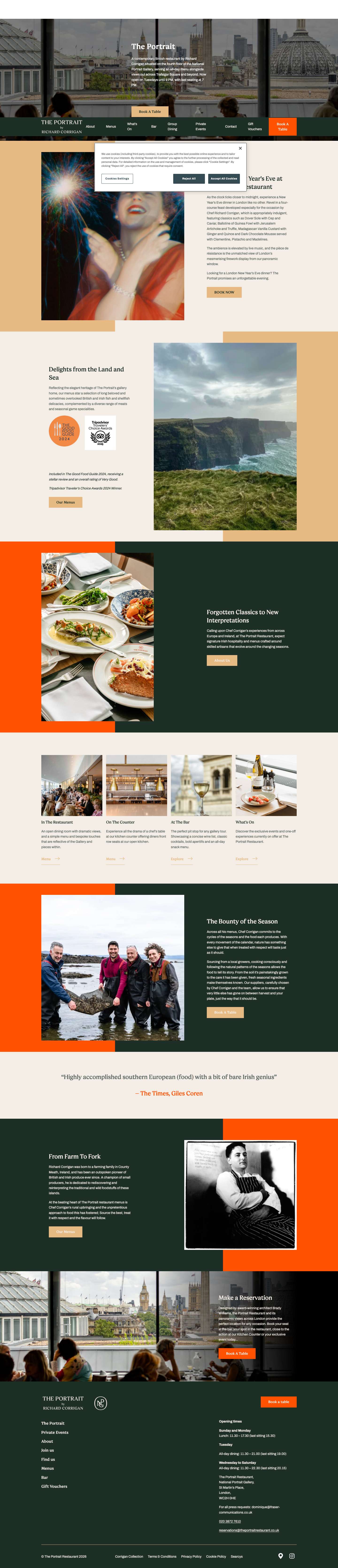 The Portrait Gallery Restaurant By Richard Corrigan - Full Screenshot