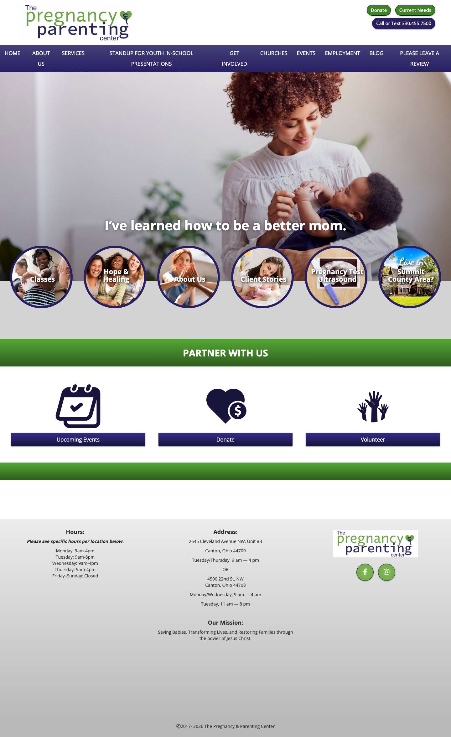 Home - The Pregnancy & Parenting Center - Full Screenshot