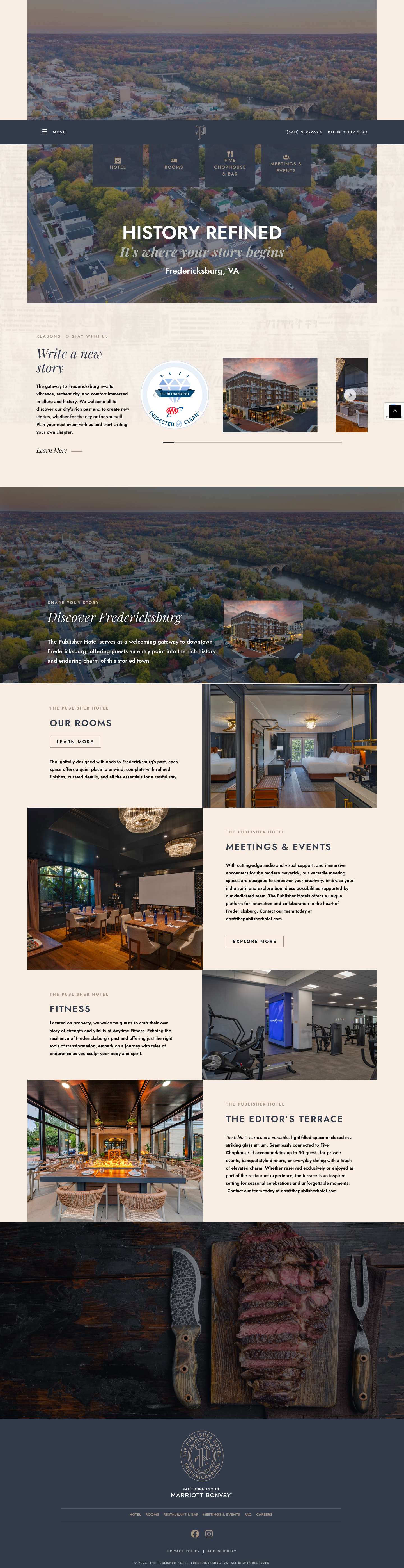 Home - The Publisher Hotel, Fredericksburg - Full Screenshot