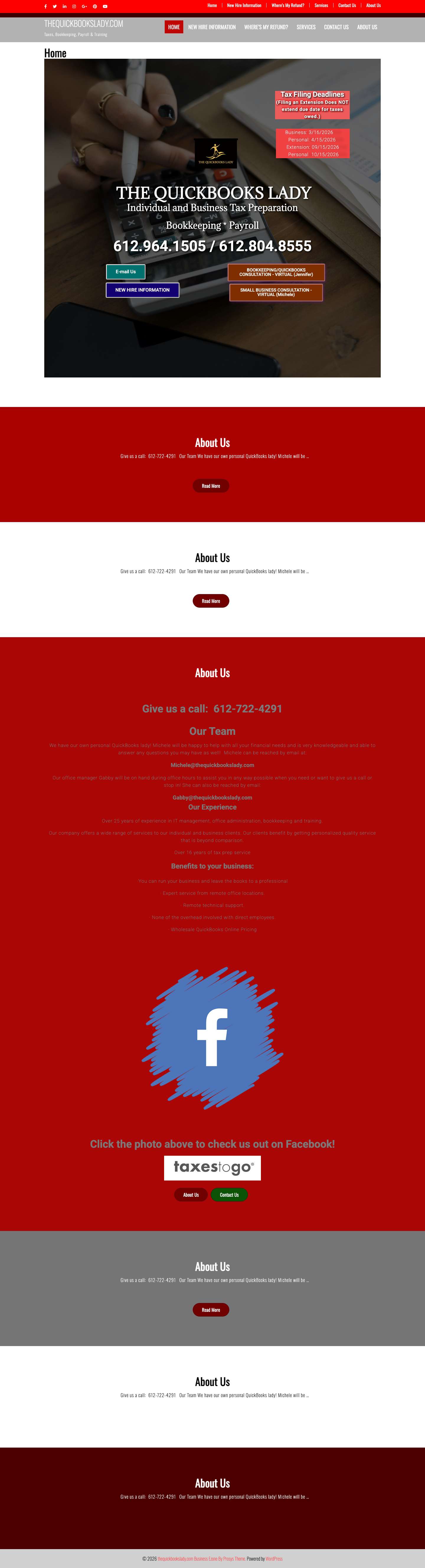 Home - thequickbookslady.com - Full Screenshot