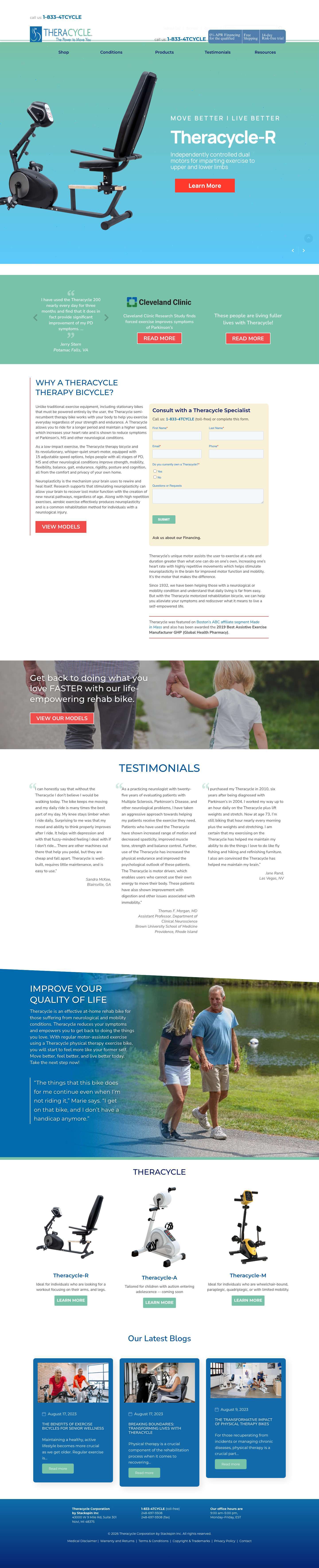 Buy Therapy Exercise Bike & Physical Therapy Equipment | Theracycle - Full Screenshot