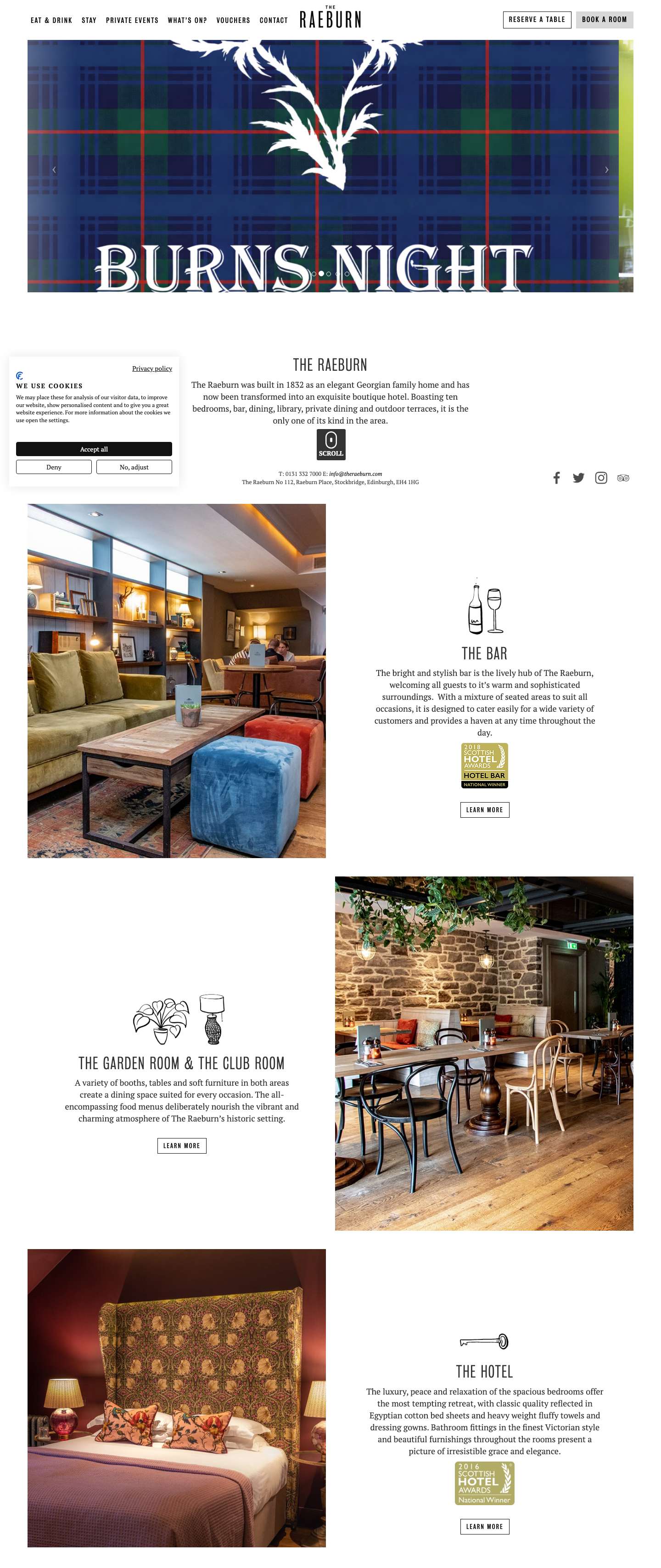 Luxury Boutique Hotel Edinburgh | The Raeburn - Full Screenshot