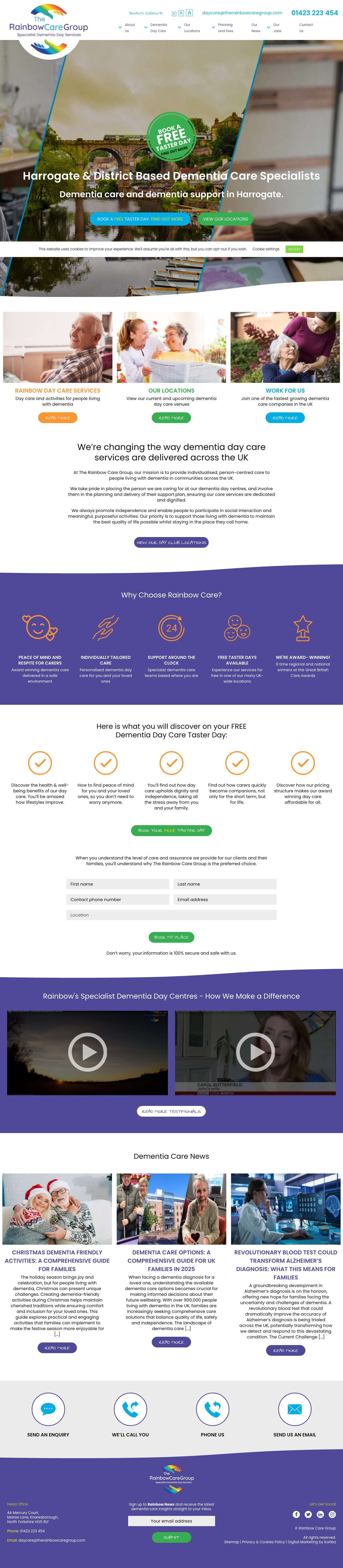Award-Winning Dementia Day Care in the UK | Rainbow Care Group - Full Screenshot