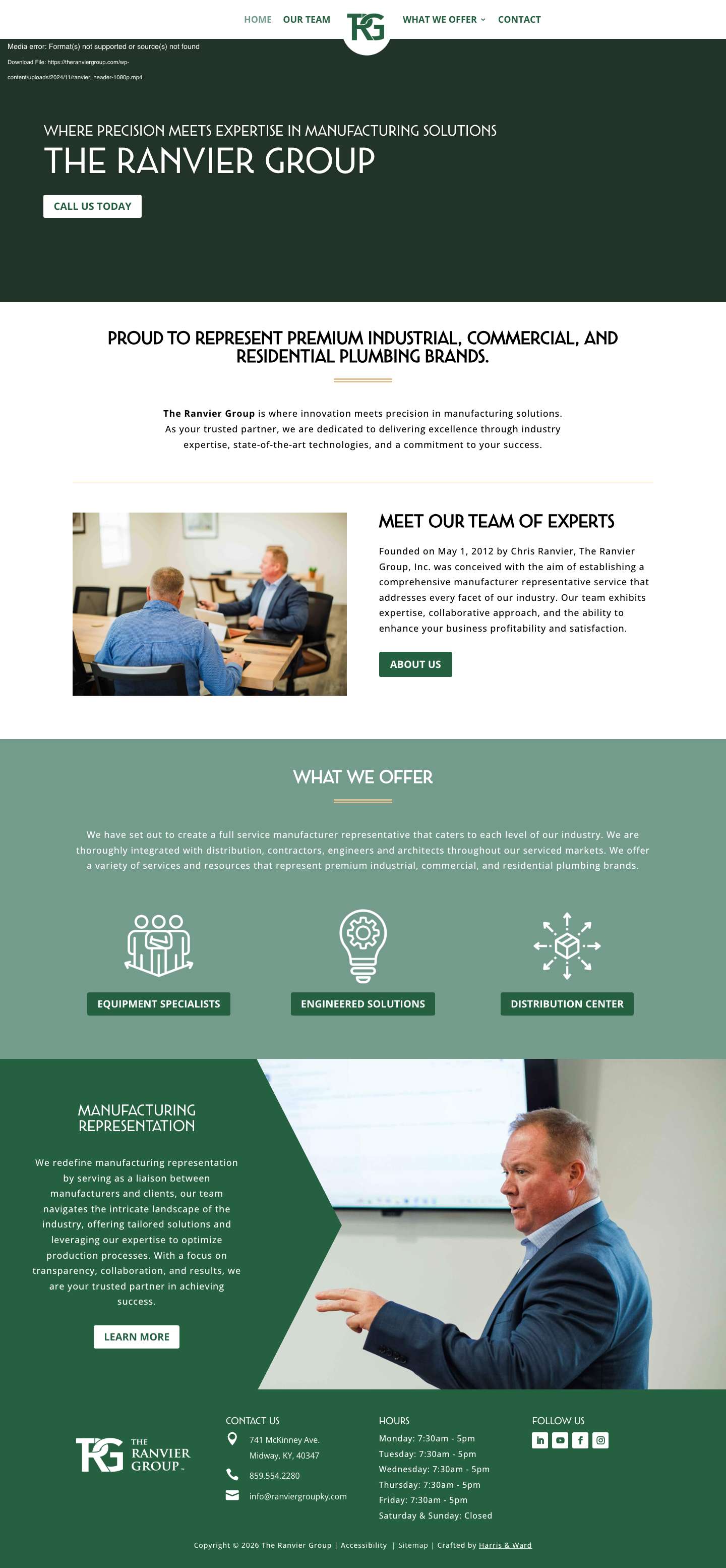 The Ranvier Group | Manufacturer in Midway & Louisville, KY. - Full Screenshot