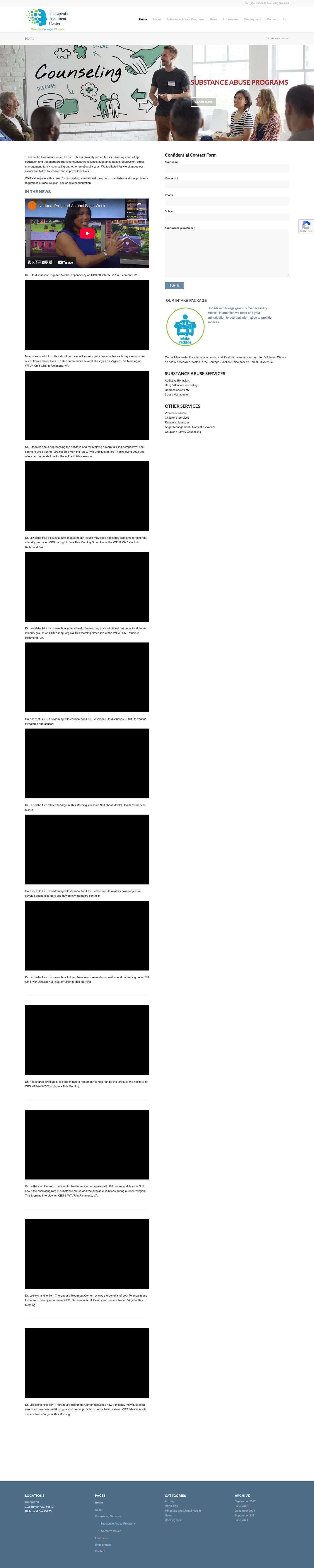 Holistic Therapy & Addiction Treatment in Richmond, VA Area - Full Screenshot