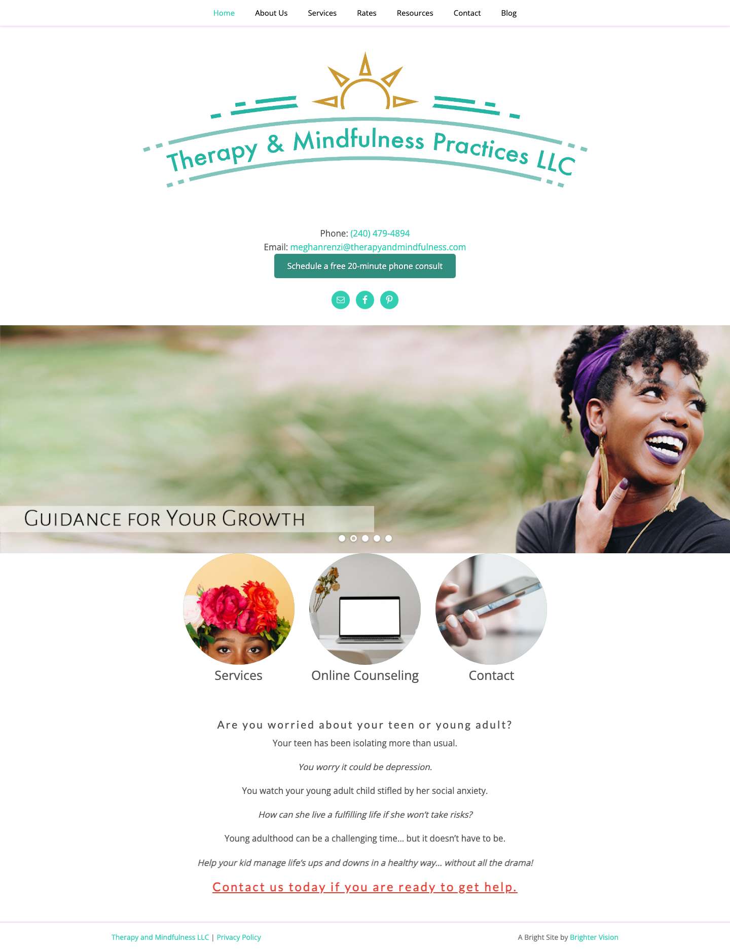 Counseling for Teens & Women | Teletherapy | Kensington, MDEmailFacebookPinterest - Full Screenshot