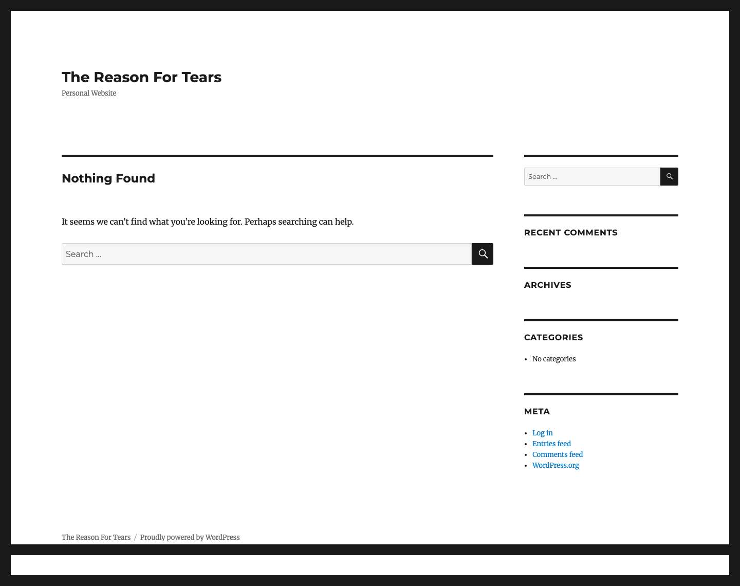 The Reason For Tears – Personal Website - Full Screenshot