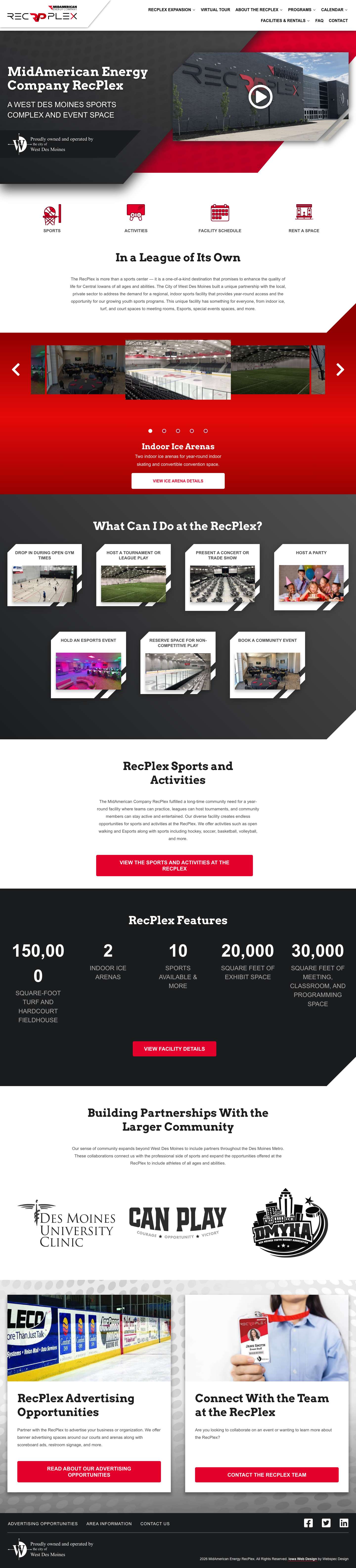 The RecPlex | A West Des Moines Sports Complex & Event Space - Full Screenshot