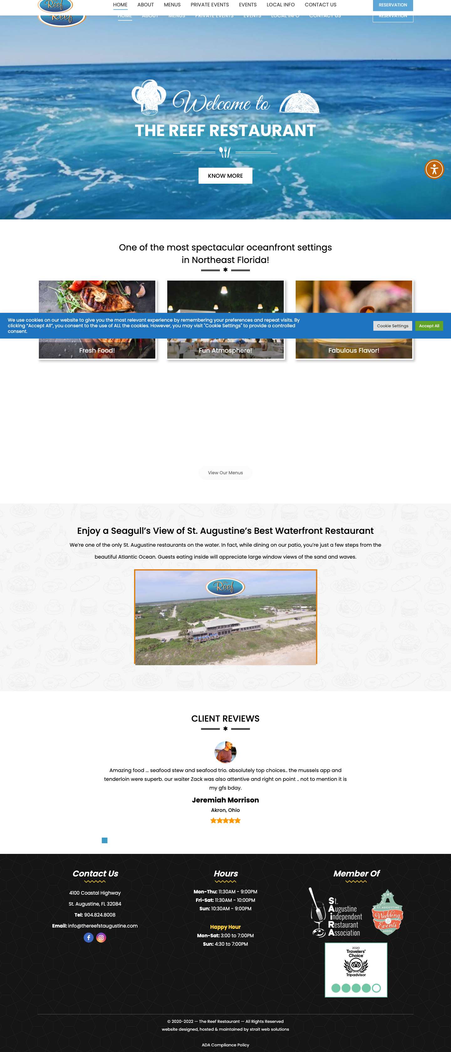 The Reef Restaurant – St. Augustine Oceanfront Restaurant - Full Screenshot