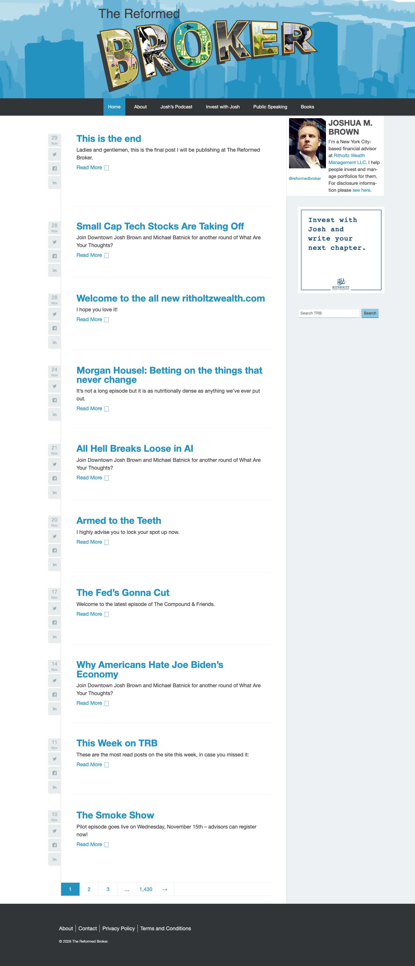 The Reformed Broker - I help people invest and manage portfolios for them. - Full Screenshot