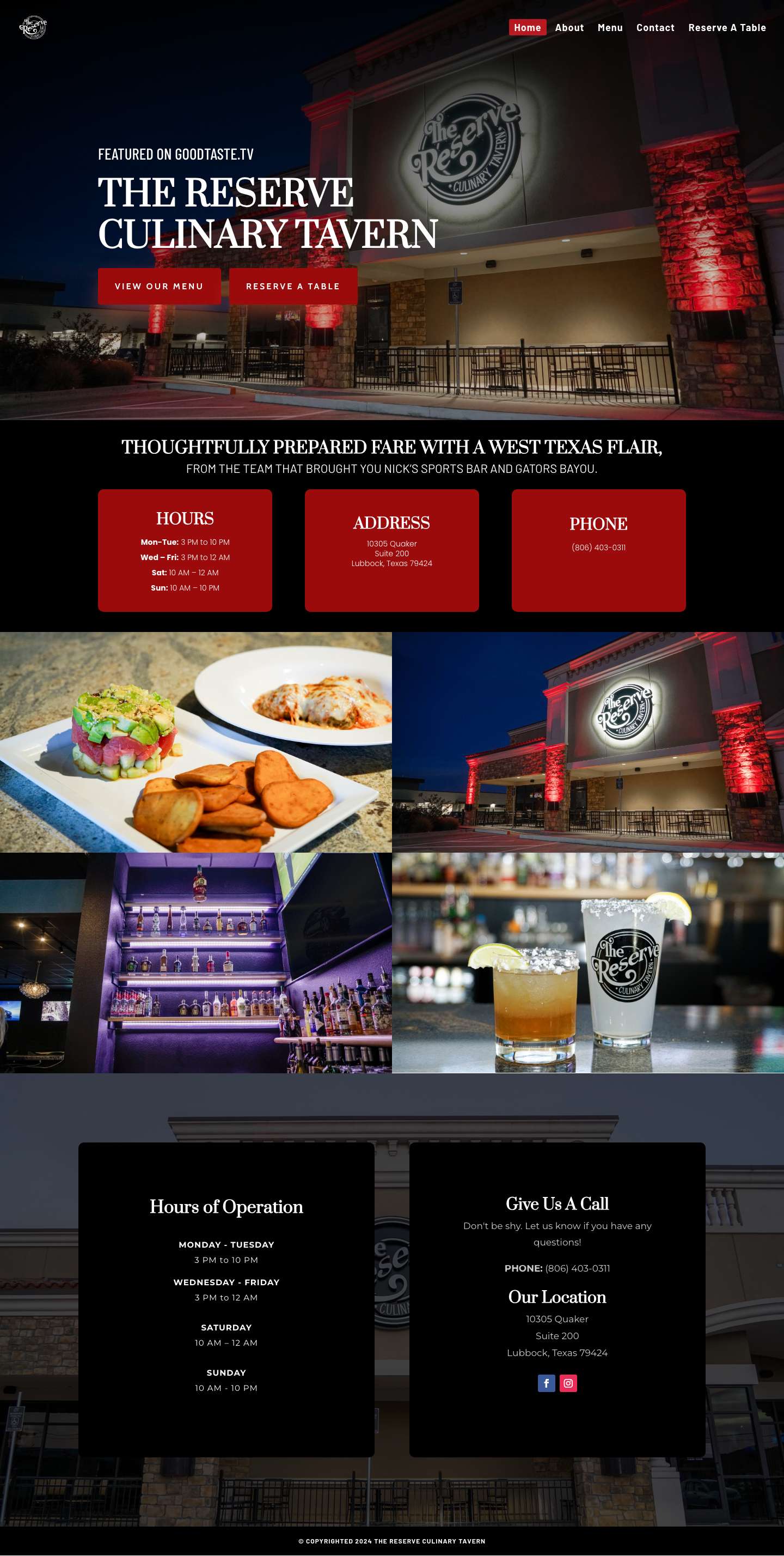 The Reserve Culinary Tavern | Lubbock Restaurant | (806) 403-0311 - Full Screenshot