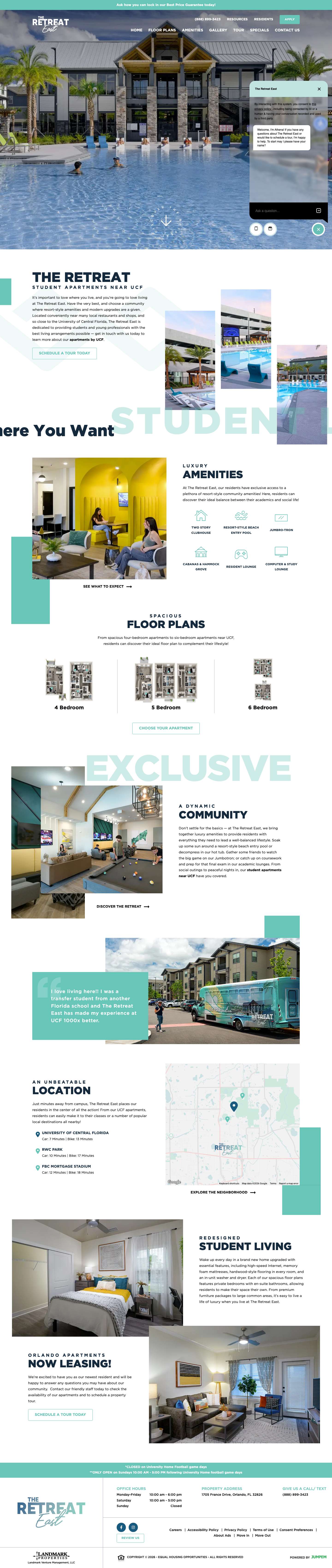 Student Housing Near UCF | The Retreat East - Full Screenshot