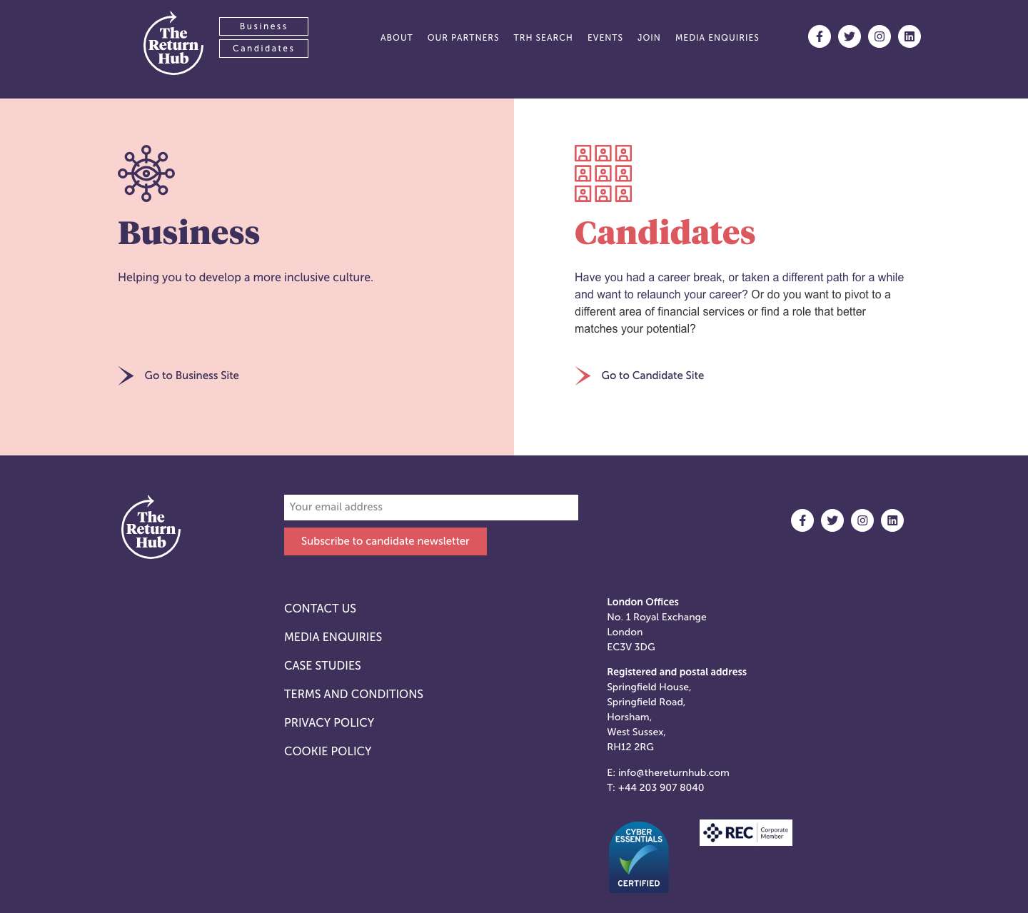 The Return Hub – job and returnship opportunities in the city - Full Screenshot