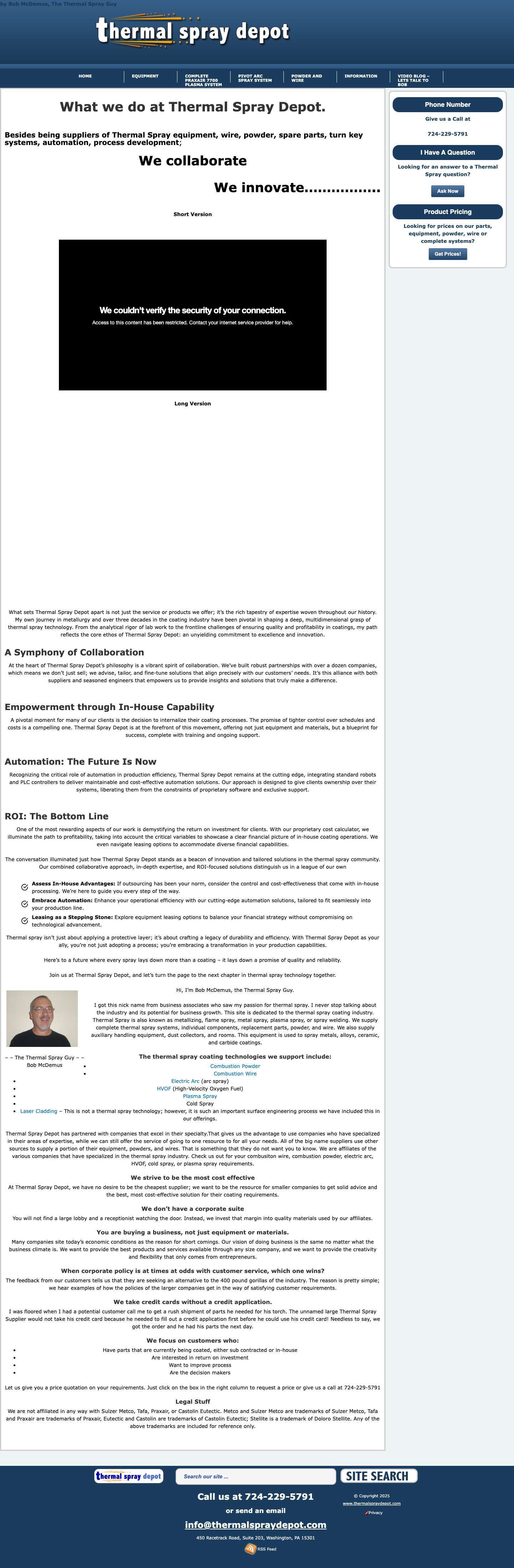 Thermal Spray Depot - Your Answer to All Things Thermal SprayThermal Spray Depot - Your Answer to All Things Thermal Spray - Full Screenshot