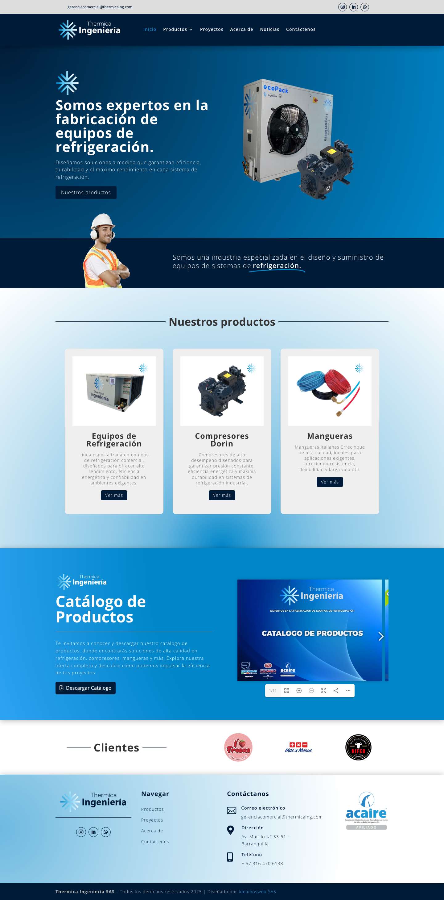 Sistemas de Refrigeración - Thermica Ingeniería - Full Screenshot