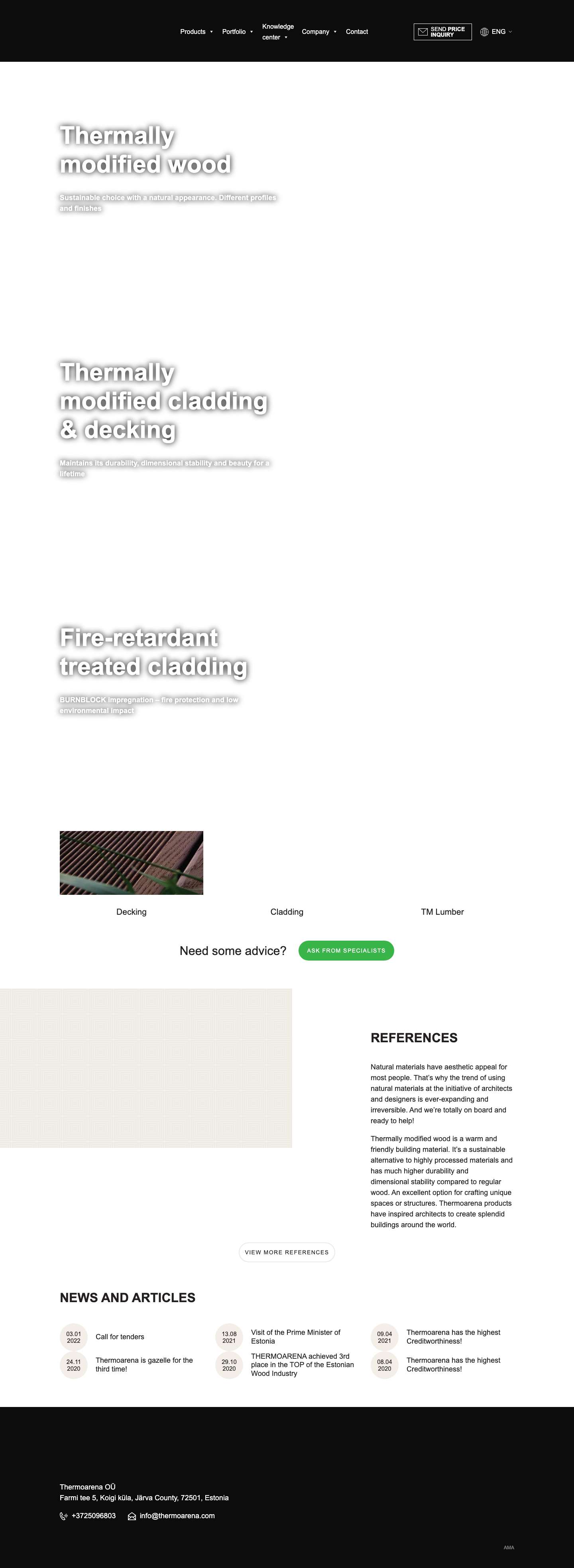 Thermoarena - high quality thermowood products producer - Full Screenshot