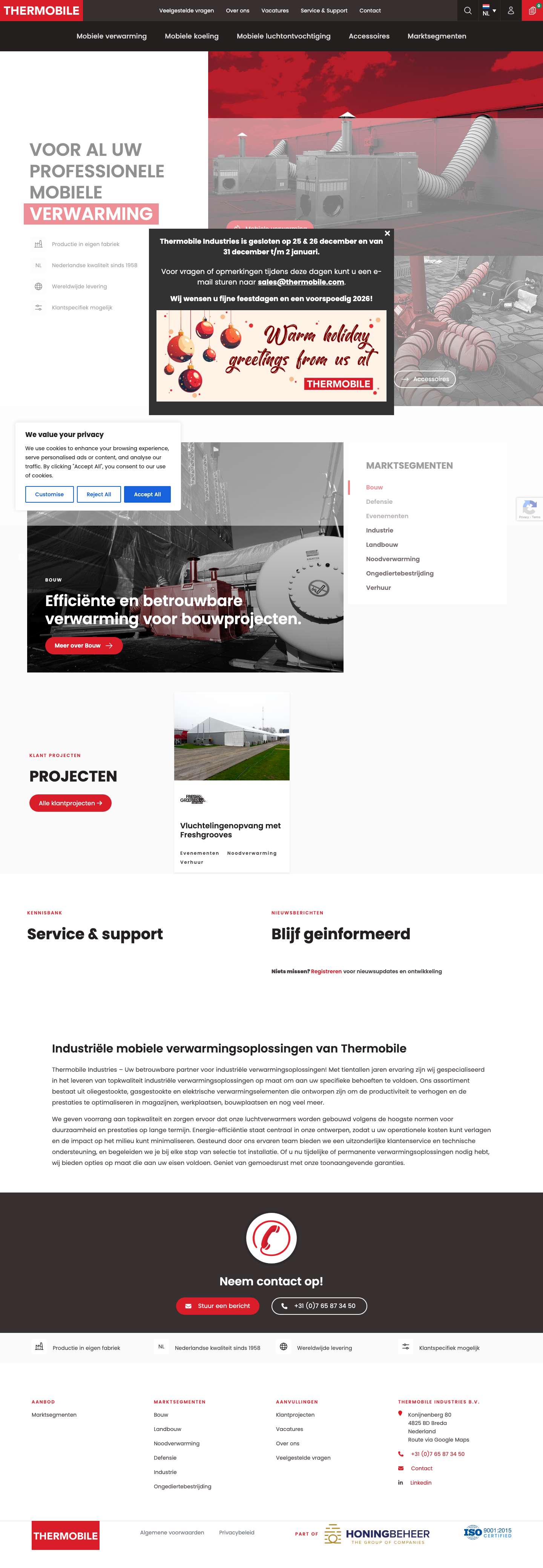 Industriële mobiele verwarmingsoplossingen van Thermobile - Full Screenshot
