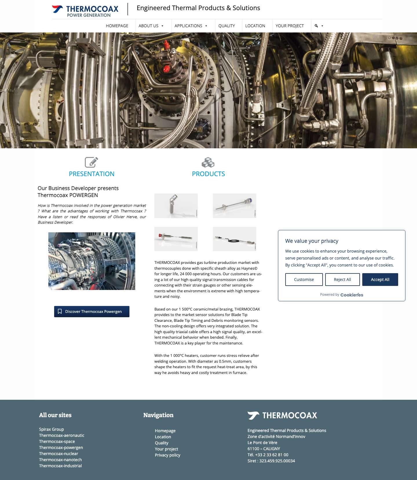 Homepage - Thermocoax Powergen - Full Screenshot