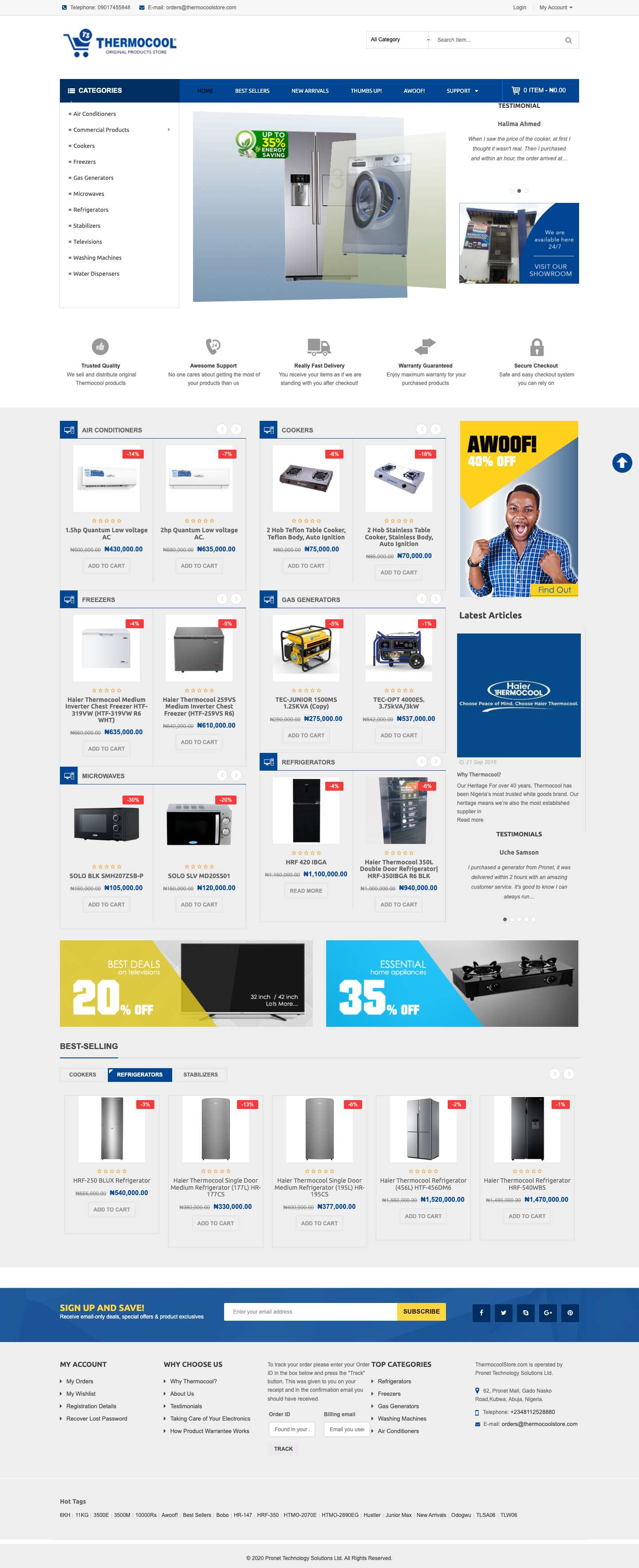 Welcome - Thermocool Store - Full Screenshot