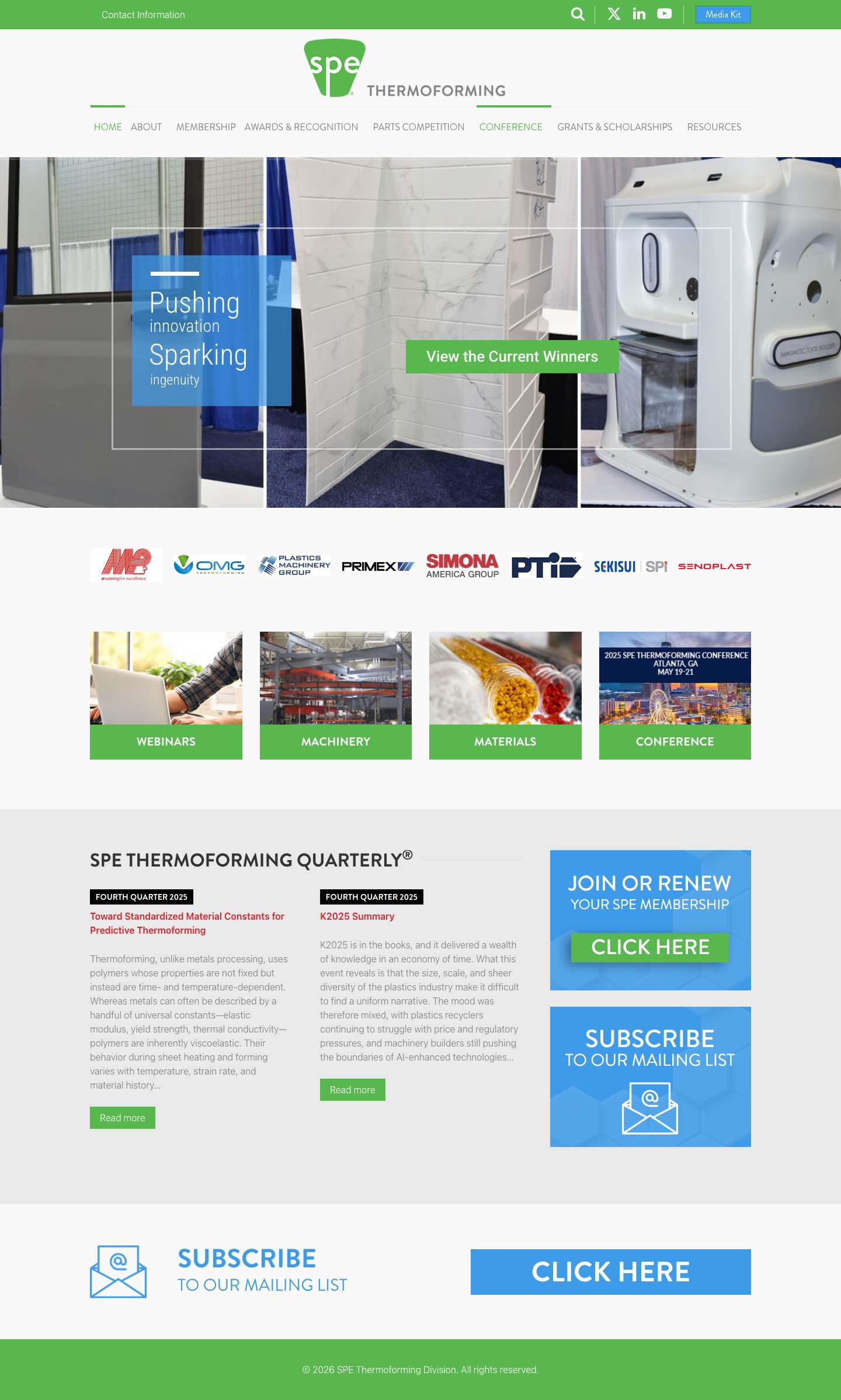 Home - SPE Thermoforming Division - Full Screenshot