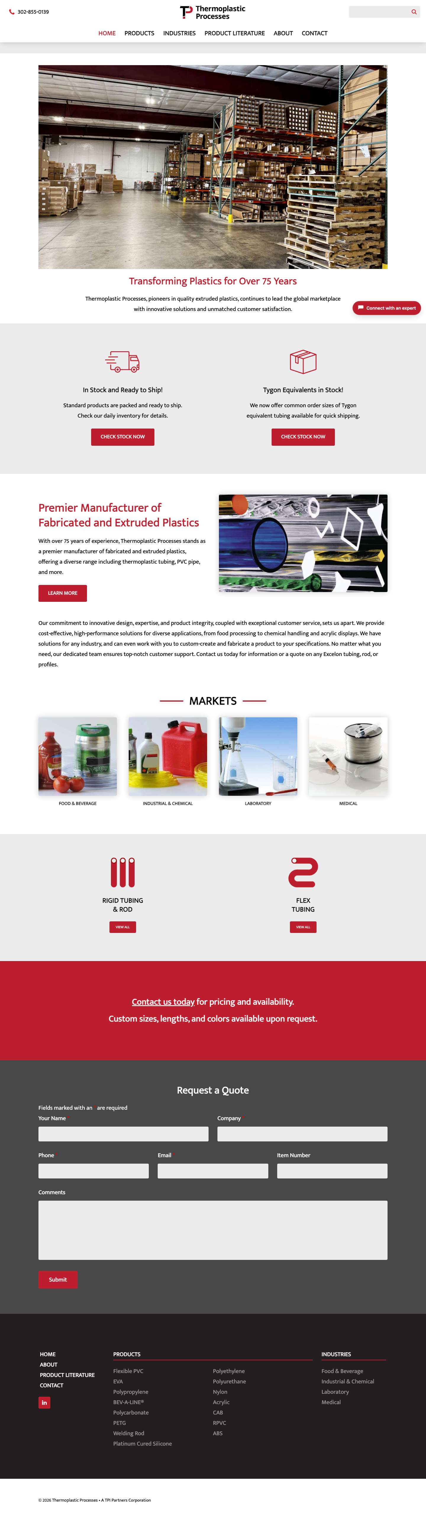 Thermoplastic Tubing & Extruded Plastics | Excelon Tubing - Full Screenshot