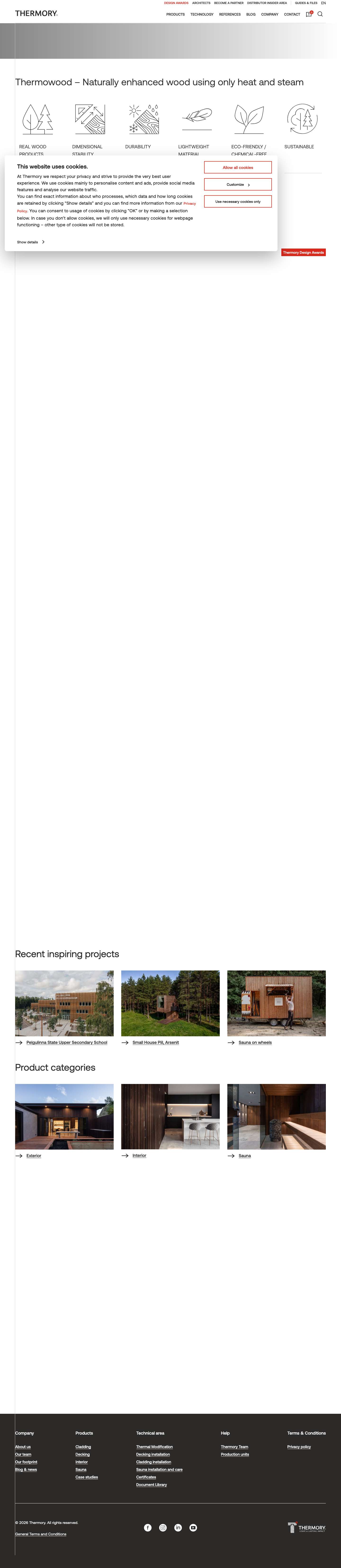 Thermory thermowood and Sauna materials | Thermory - Full Screenshot