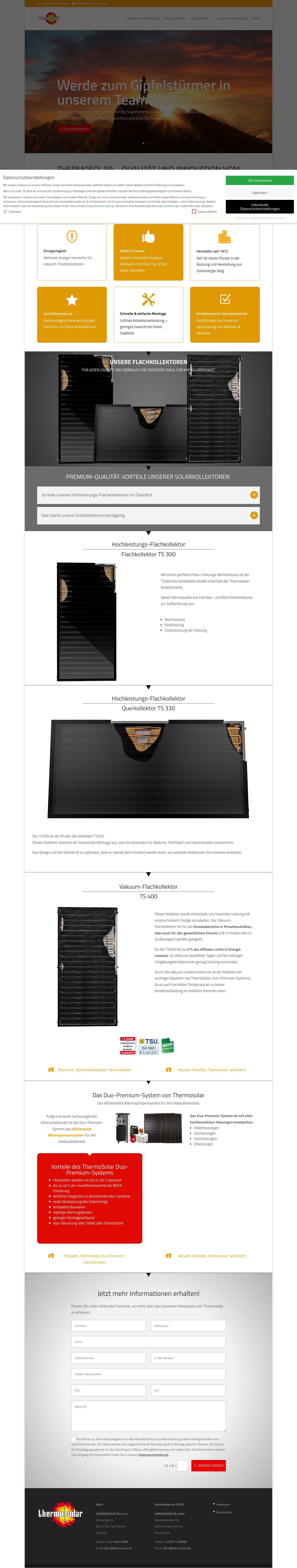 Solarthermie-Kollektoren vom Premiumhersteller | Thermosolar - Full Screenshot