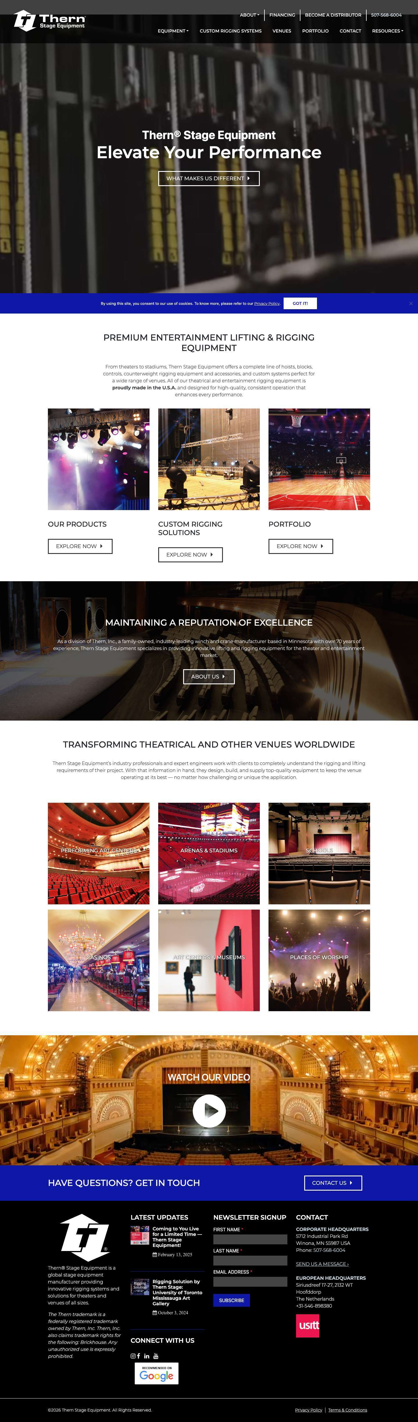 Thern® Stage Equipment | Elevate Your Performance - Full Screenshot