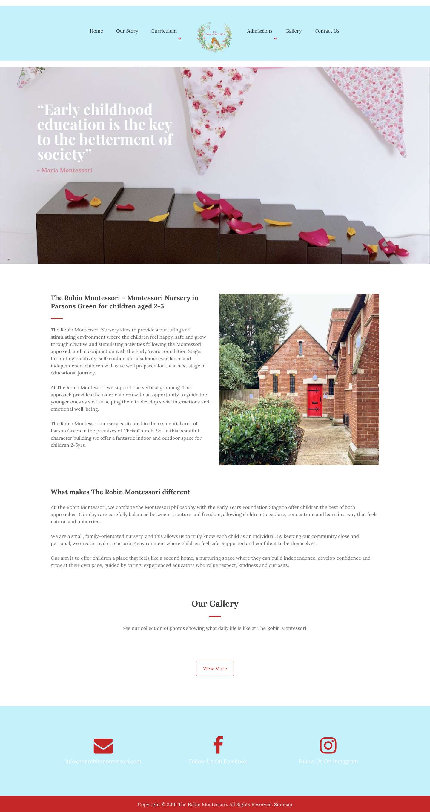 Robin Montessori | Montessori Nursery in Parsons Green, Fulham | The Robin Montessori - Full Screenshot