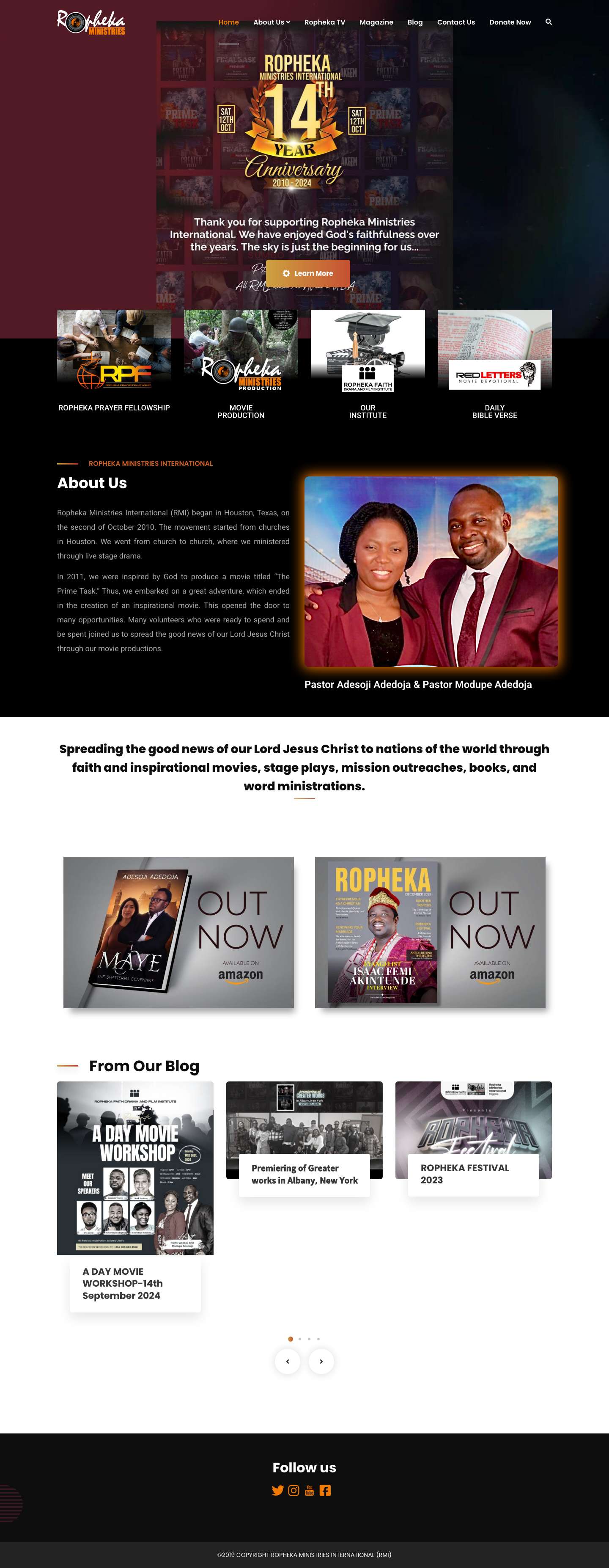 ROPHEKA MINISTRIES INTERNATIONAL – Faith Drama & Movie Institute | Prayer Fellowship - Full Screenshot