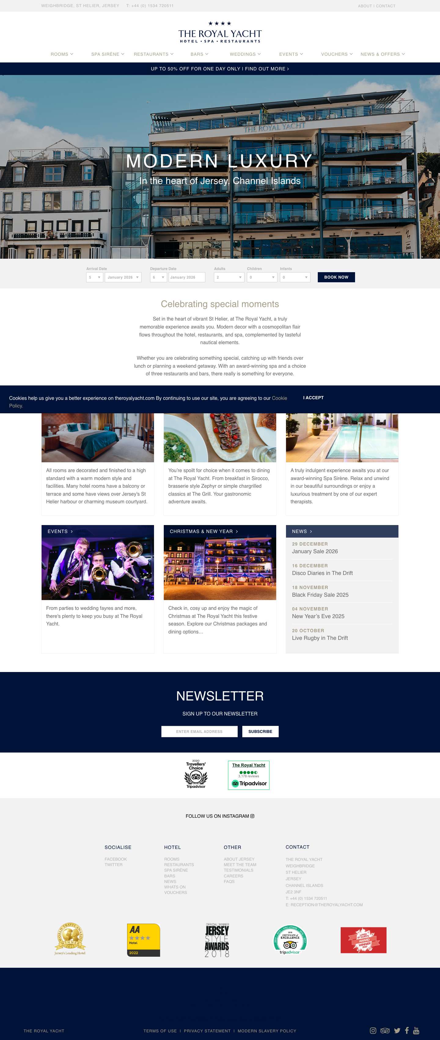 Home | The Royal Yacht Hotel & Spa | Jersey, Channel Islands - Full Screenshot