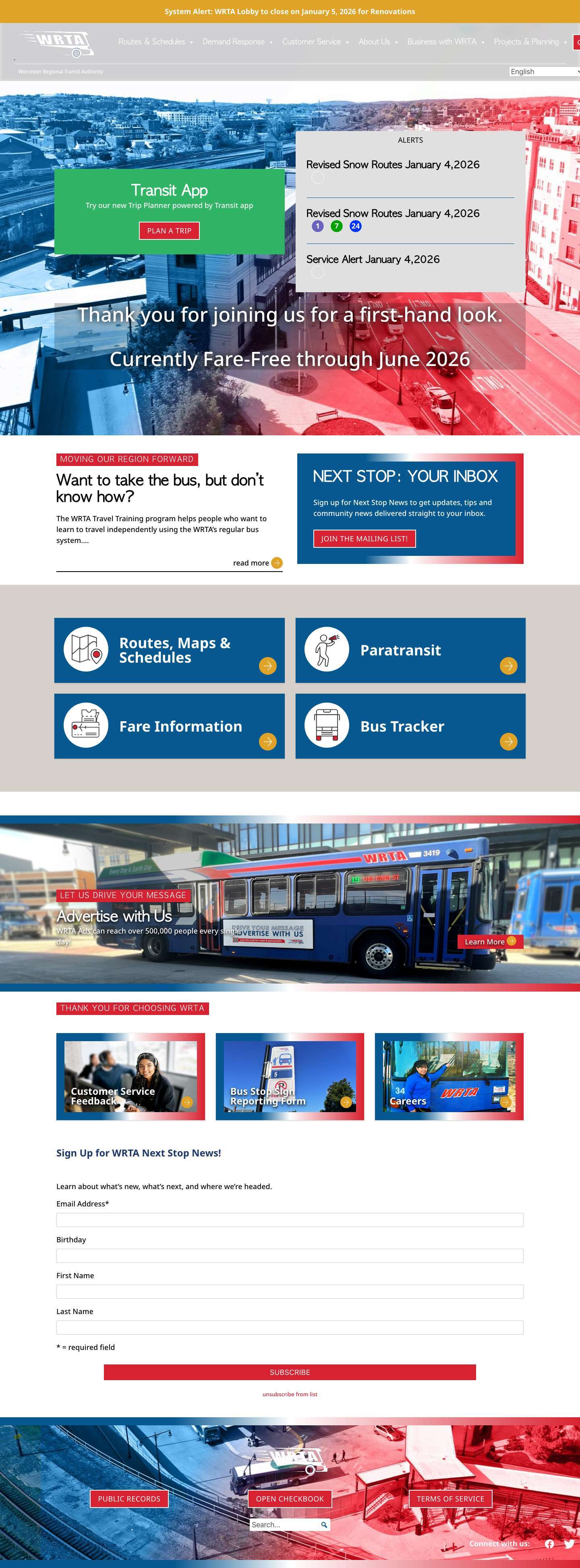 WRTA – Worcester Regional Transit Authority - Full Screenshot