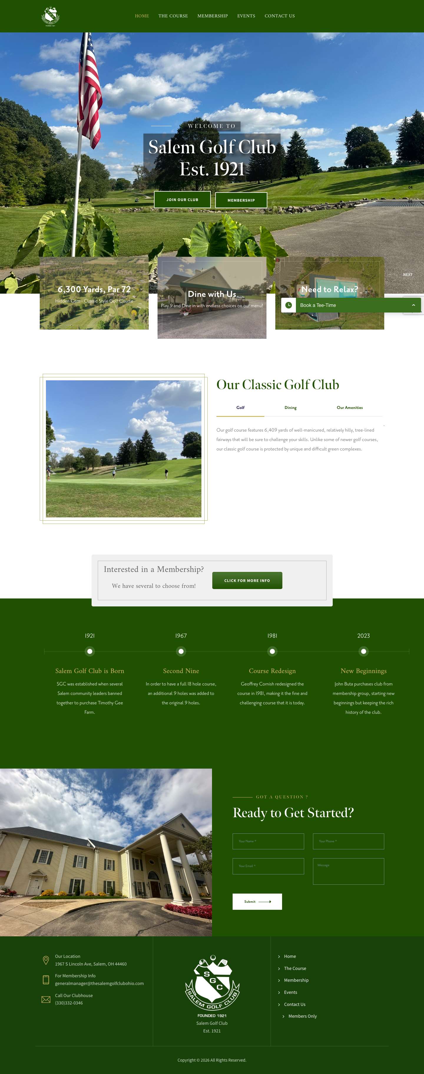 Salem Golf Club – Est. 1921 - Full Screenshot