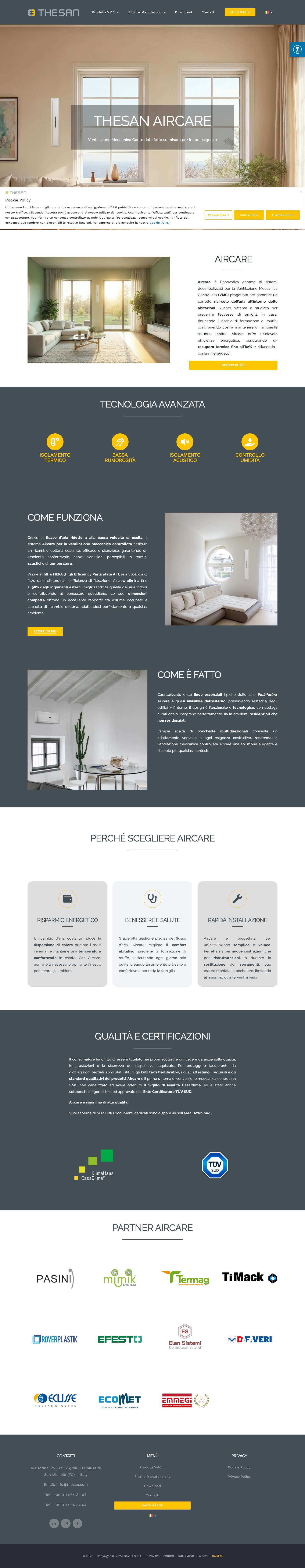 Ventilazione Meccanica Controllata su Misura Thesan Aircare - Full Screenshot
