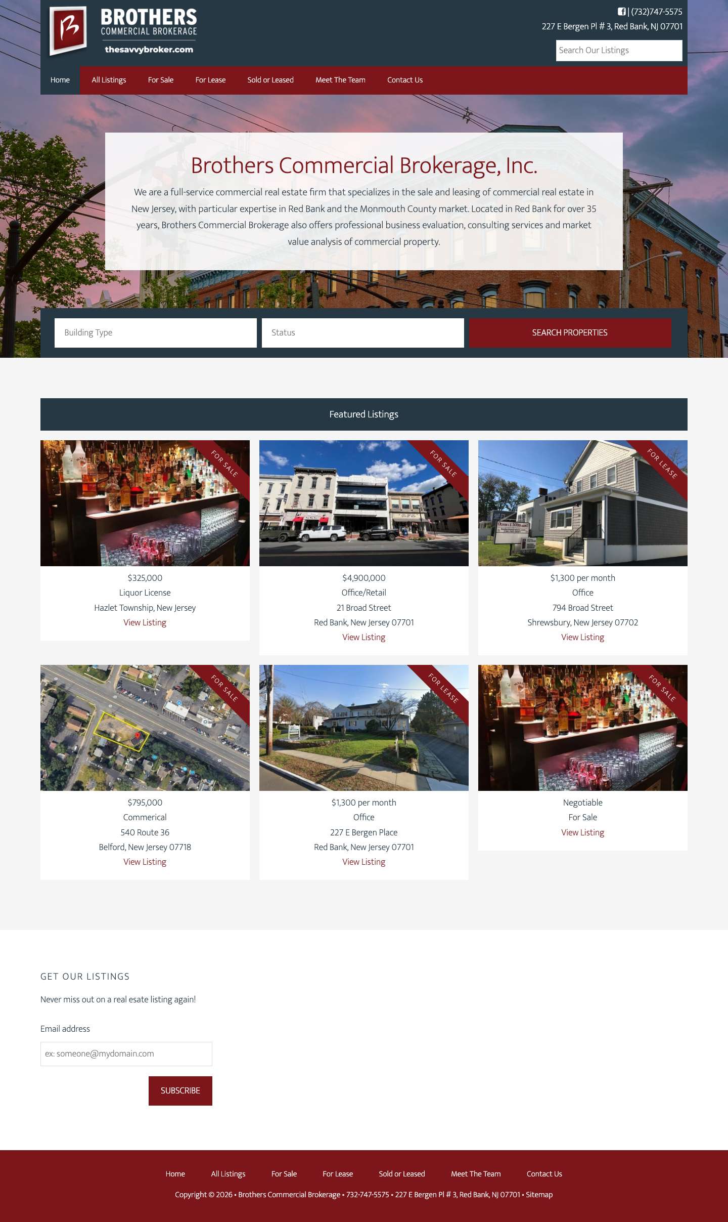 Brothers Commercial Brokerage - NJ Commercial Real Estate - Full Screenshot